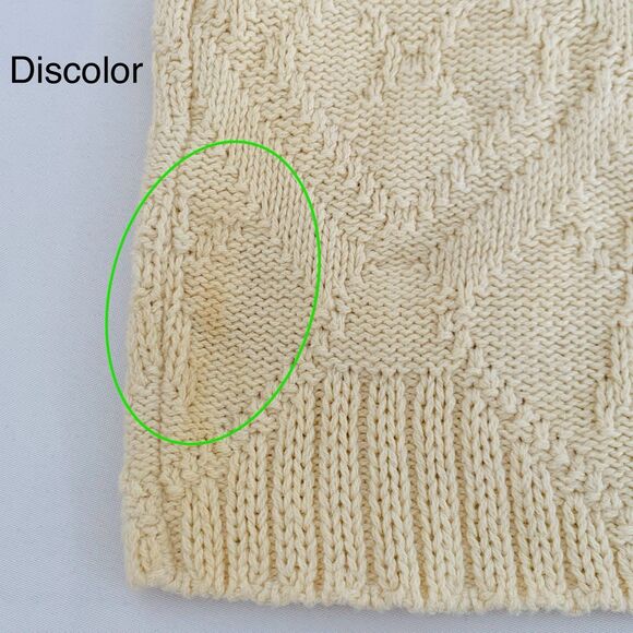 VTG Sweater Women M Beige Chunky Knit Soft Cotton Crewneck Preppy Coastal Winter - Picture 5 of 9